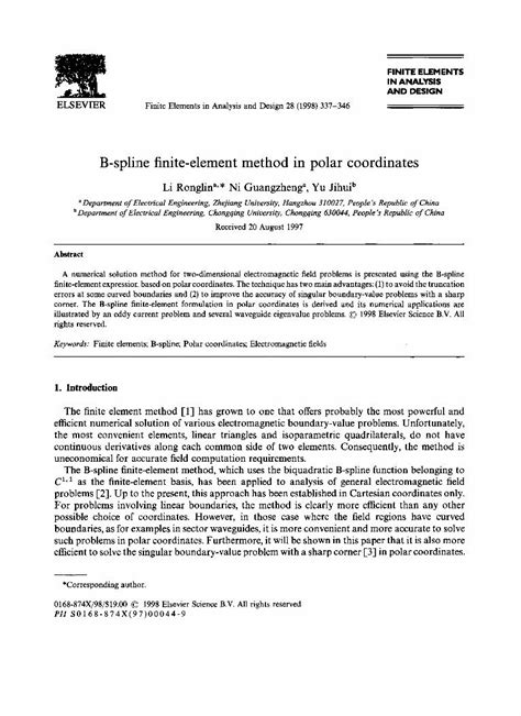 Pdf B Spline Finite Element Method In Polar Coordinates Dokumen Tips