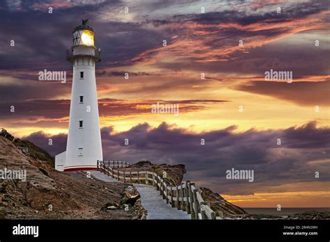 Castle Point Lighthouse Sunrise Wairarapa New Zealand Stock Photo