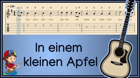 In einem kleinen Apfel Tabs für Gitarre Melodie YouTube