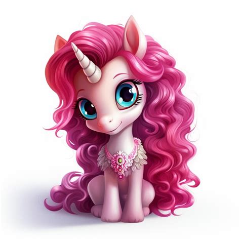 Premium AI Image | cartoon pink pony with long hair and a pink dress ...