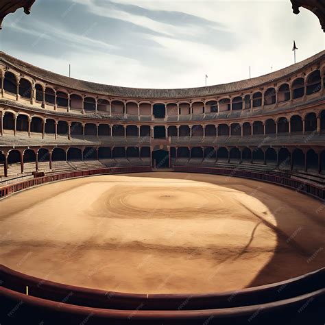 Empty round bullfight arena in Spain Spanish bullring for traditional
