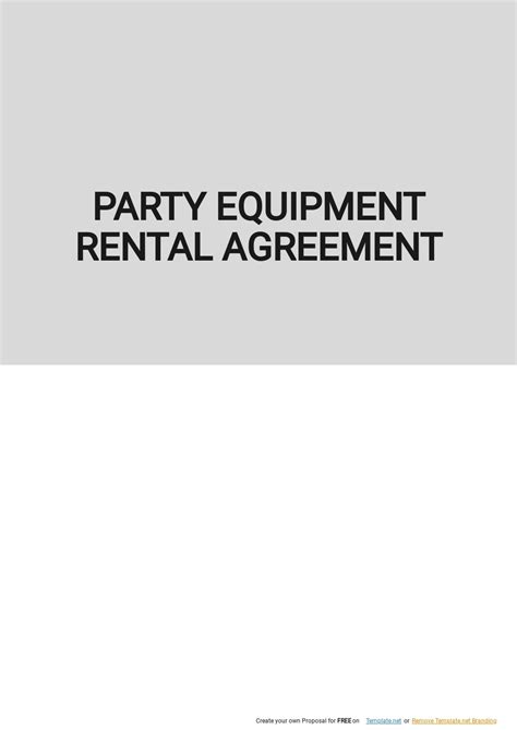 Party Equipment Rental Agreement Template - Sfiveband.com