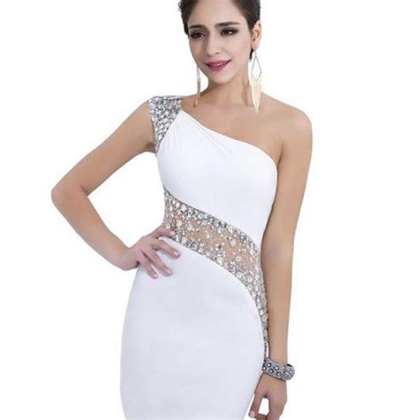 Sheath One Shoulder White Homecoming Dresses Short Prom Party Dresses