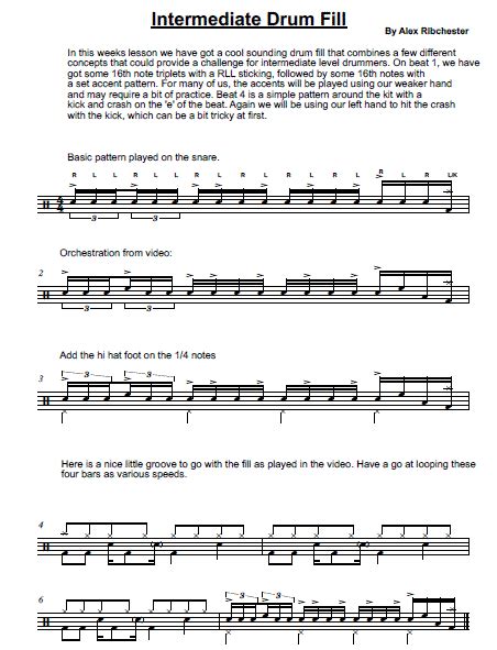 Intermediate Drum Fills Sheet Music