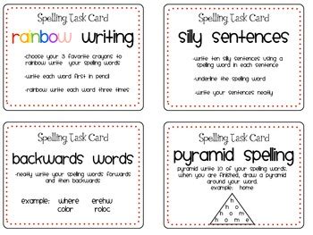 Word Work Spelling Task Cards By Sarah Porzucek TPT