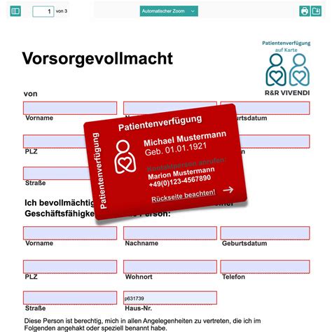 Vorsorgevollmacht Vordruck Kostenlos Patientenverf Gung Ausweis