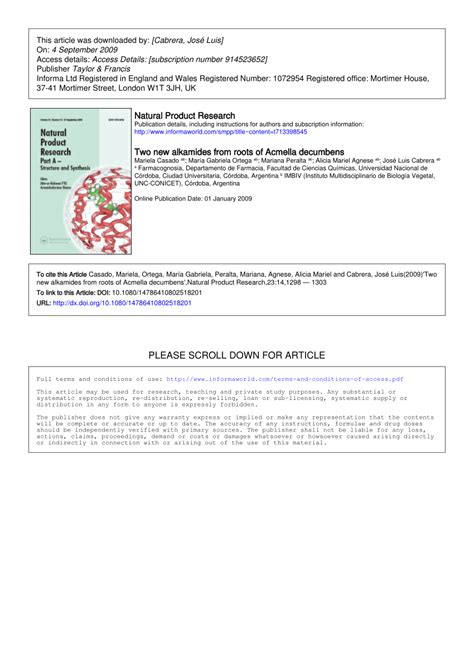 Pdf Two New Alkamides From Roots Of Acmella Decumbens