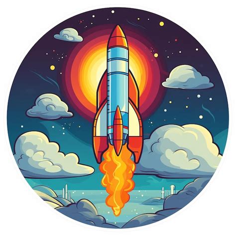 Premium AI Image Vector Rocket Sticker Design