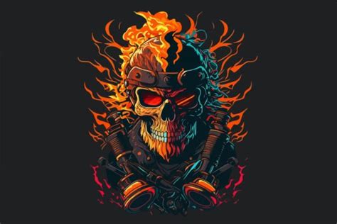 Vector Skull Biker Art for T-shirt Graphic by Fractal font factory ...