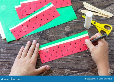 Instruction Step 4 Paper Fan Watermelon And Origami Paper Ice Cream On