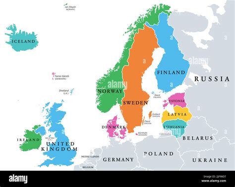 Northern Europe Subregion And Geoscheme Political Map The Islands