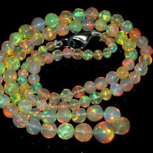 Ethiopische Opal Edelsteen Kralen Ketting White Opal Cabochon Etsy