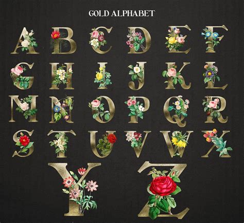 Floral Monogram Alphabet Letters By GraphicSpirit | TheHungryJPEG