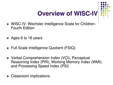 Ppt Understanding The Wisc Iv Cognitive Assessment Powerpoint