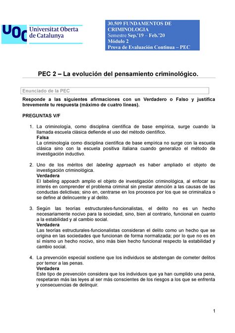 Pec Pec Fundamentos De La Criminolog A Uoc