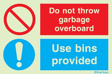 Do Not Throw Garbage Overboard Prohibition And Mandatory Sign MariTeam