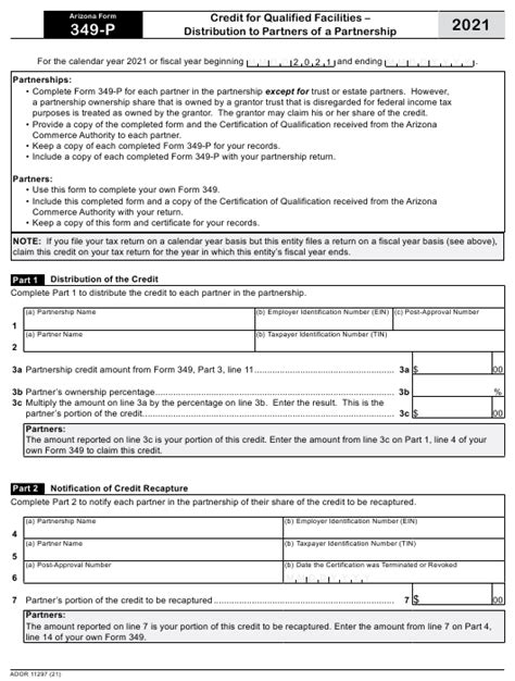 Arizona Form 349 P Ador11297 2021 Fill Out Sign Online And Download Fillable Pdf Arizona