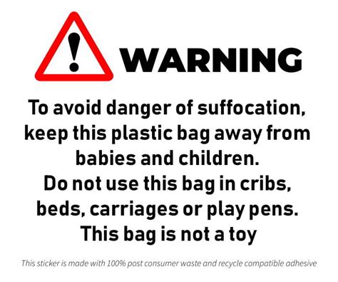 Suffocation Warning Label Template