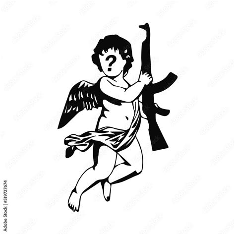 Baby Angel Vector Holding Gun Stock Vector Adobe Stock