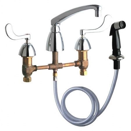 Chicago Faucet Manual Mount Concealed Hot And Cold Water Sink Chrome Plated Al E