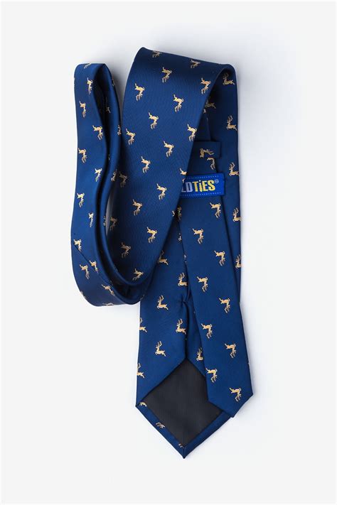 Navy Blue Microfiber Jumping Reindeer Tie