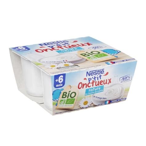 Nestle P Tit Onctueux Dessert B B Bio D S Mois Nature Au Sucre De