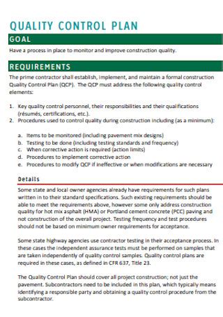 24+ SAMPLE Quality Control Plans in PDF | MS Word