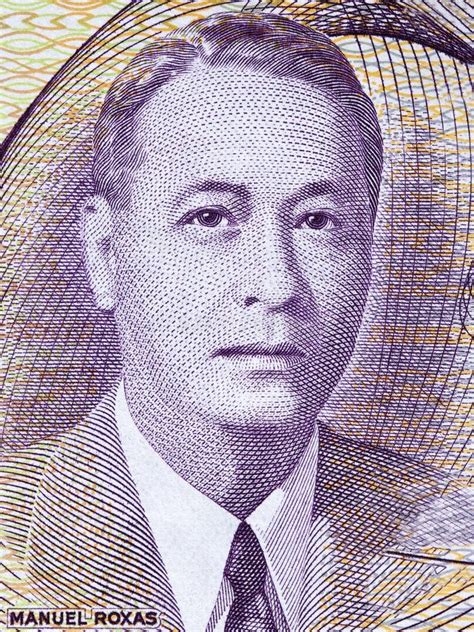 Manuel A Roxas On 100 Piso Philippines Money Bill Close Up Fragment