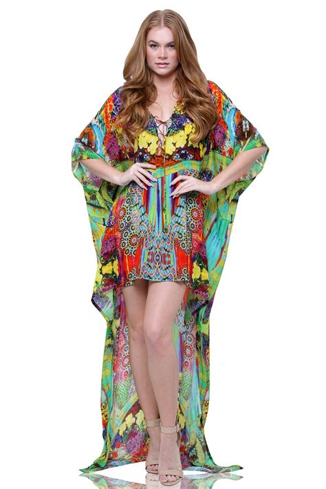 Floral Hi Low Kaftan Dress Kaftan Dress Tropical Print Maxi Dress