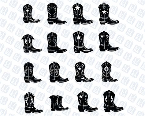 16 Western Cowboy Boot Svg Bundle Vector Country Girl Boots Etsy