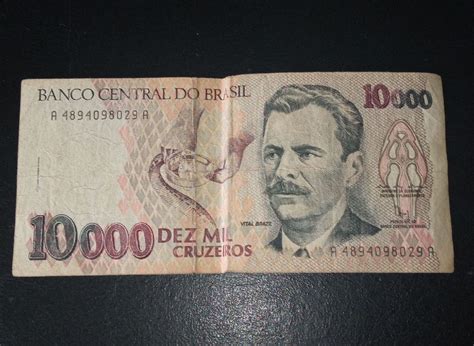 Nota De Dez Mil Cruzeiros Produto Vintage E Retro Banco Central Do