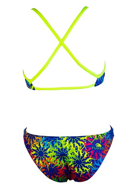 Akron Girls Bells Swim Bikini Fuscia Green