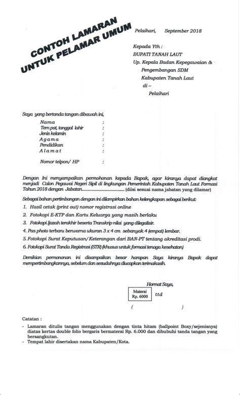 Contoh Surat Lamaran Kerja Kontrak Di Pemerintah Kota Makassar Surat