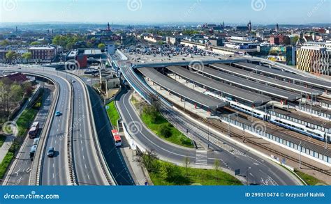 Fast Pendolino Train Entering Station In Krakow Poland Stock Footage