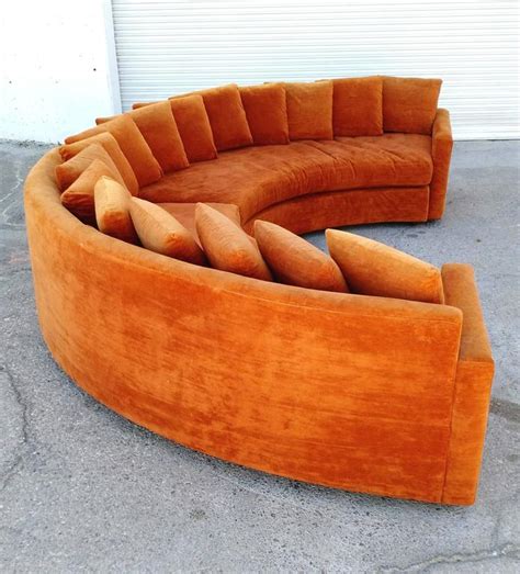 Mid Century Modern Orange Velvet Semi Circle Sofa At Stdibs Orange