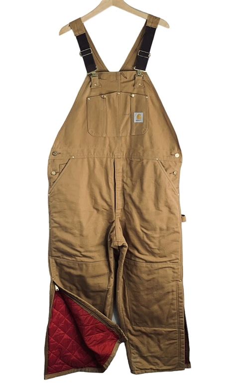 Carhartt Double Knee Insulated Bib Overalls Mens Size Gem