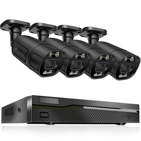 4pcs 5MP Audio POE ColorVu 8CH NVR Security Camera System Two Way Audio ...