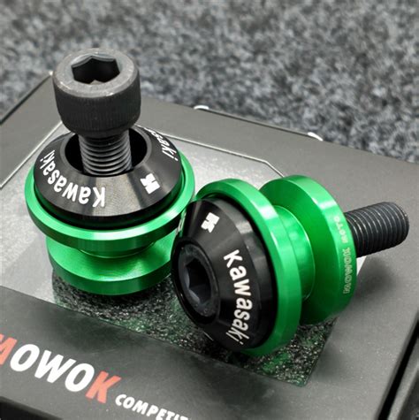 TECHGADGET RENZO MOWOK CNC 2pcs สปน ยกลอหลง ยกรถ LOGO KAWASAKI 8mm