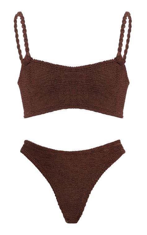 Hunza G Phoebe Seersucker Bikini In Brown Lyst