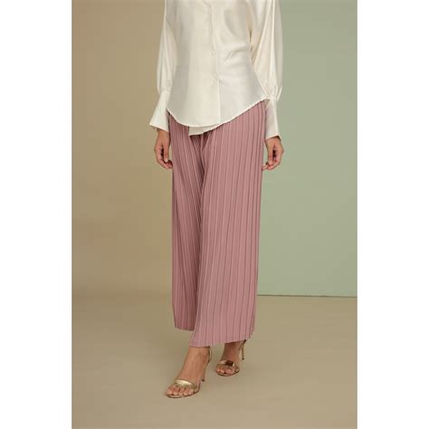 SHE DAZZLE Miyaki Pants In Nude Pink Shopee Malaysia