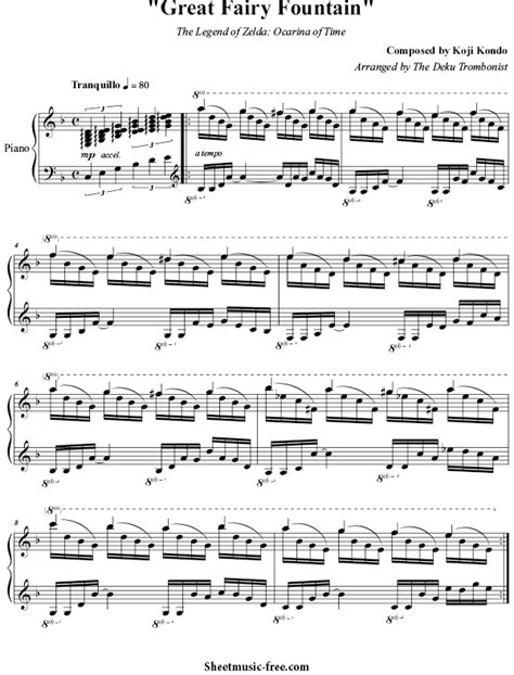 Great Fairy Fountain Sheet Music The Legend of Zelda - ♪ SHEETMUSIC ...