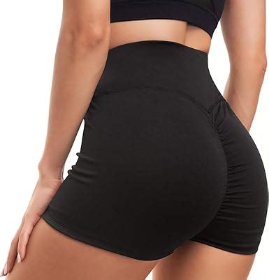 Chriamille Womens High Waisted Compression Running Shorts Booty Scrunch