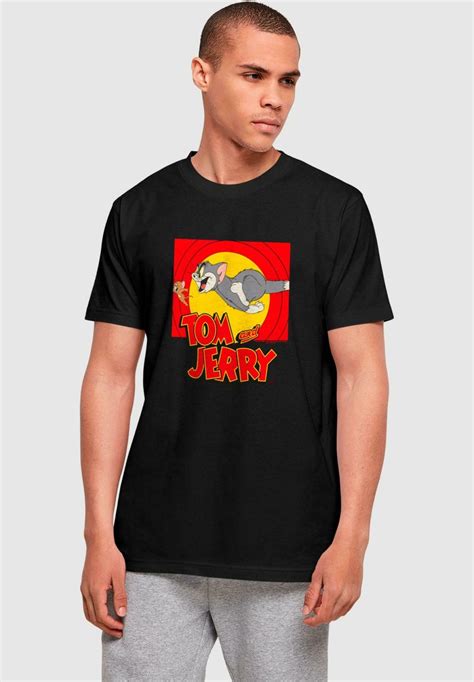 Absolute Cult Tom And Jerry Chase Scene T Shirt Imprimé Blacknoir