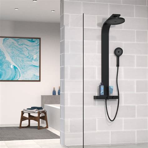 Colonne De Douche Avec Tablette Thermostatique Noir Mat Samoa