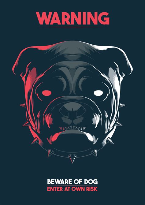 Angry Bulldog With Spiked Collar Warning Sign 22982141 Vector Art at ...