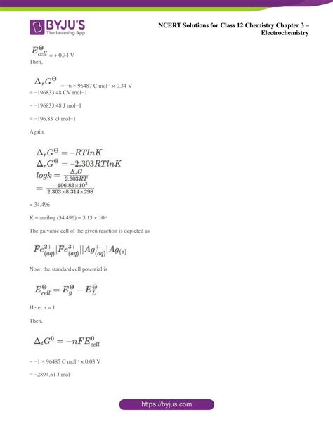 Ncert Solutions For Class 12 Chemistry Chapter 3 Electrochemistry