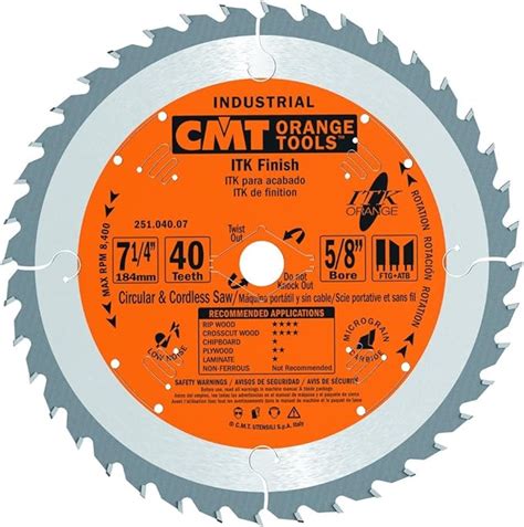 Cmt 25104007 Itk Industrial Finish Saw Blade 7 14 Inch X 40 Teeth