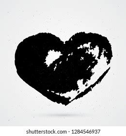 Hand Drown Heart Black Textured Brush Stock Vector Royalty Free