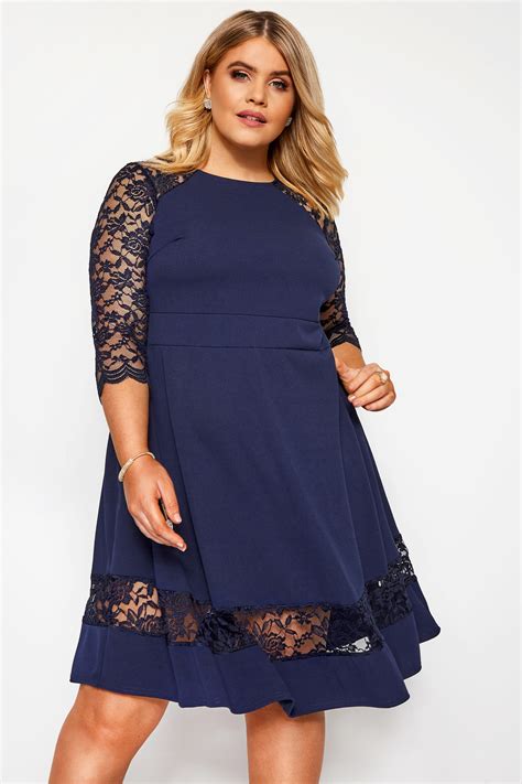 Yours London Navy Lace Skater Dress Yours Clothing