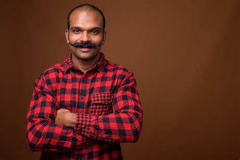 Premium Photo Portrait Of Indian Hipster Man With Mustache